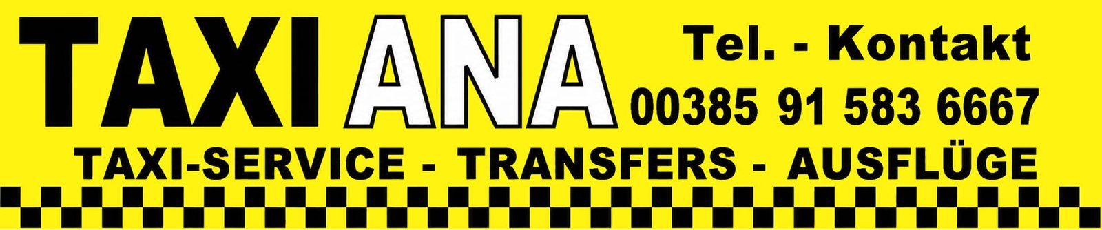 Taxi Ana Vodice – Taxi-Service, Transfers und Ausflüge. Tel. 00385 91 583 6667